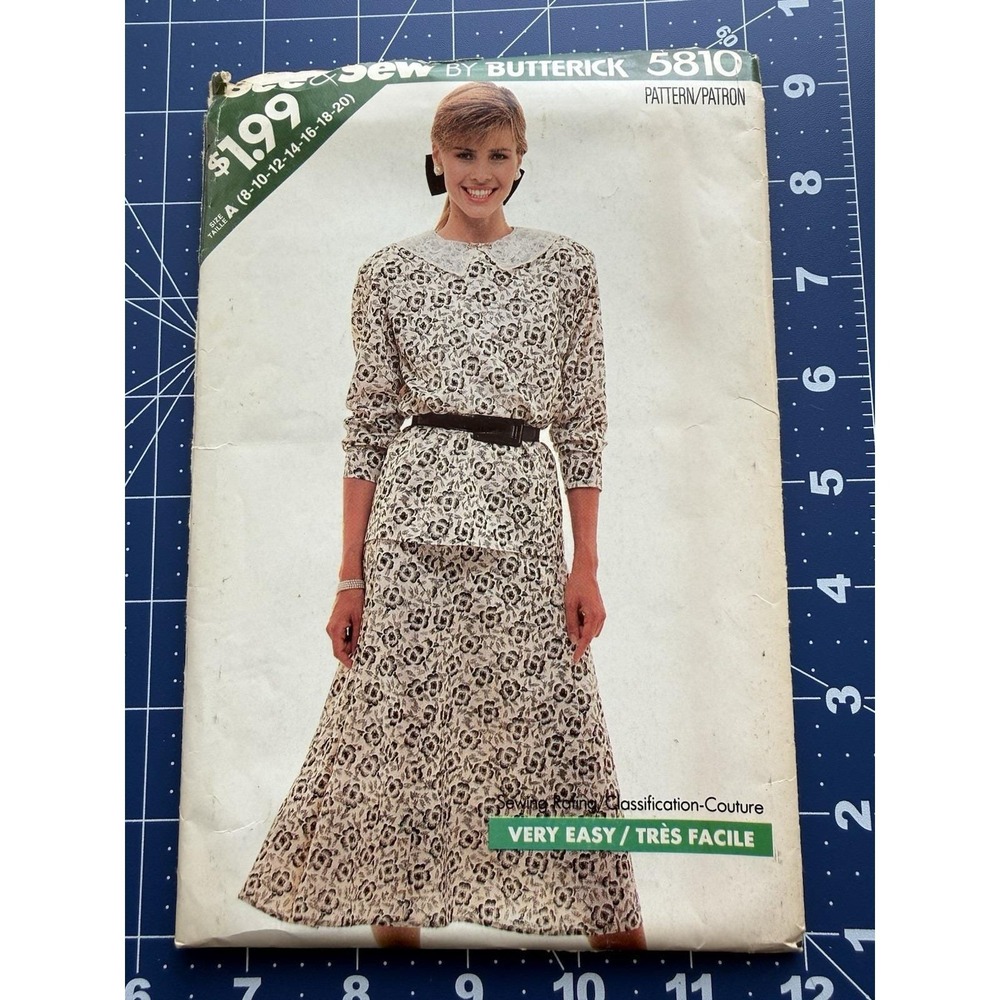 See & Sew 1987‎ Pattern 5810 Misses' Top & Skirt Size A (8-20) UNCUT